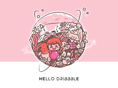 Hello Dribbble first shot hello dribbble illustration pink