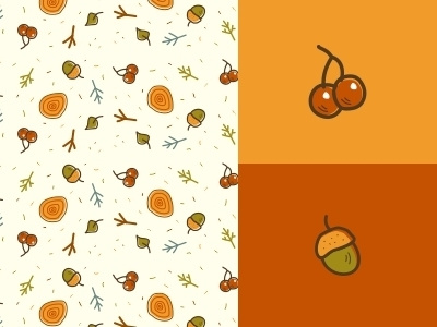 Natural pattern acorn cherry forest illustration natural history pattern pattern design sheet tree vector