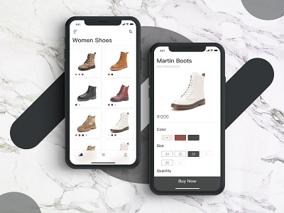 Concise Shoes App app black and white concise design ui