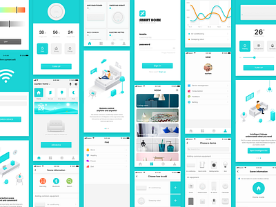 Samrt Home app design icon illustrations ui ux 引导页面