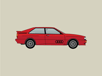 Audi Quattro re-do audi car design flat free illustration quattro red retro