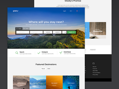 Glooby Eco Travel brand branding clean color crisp design icon travel ui ux web website