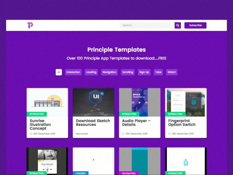 Principle Templates - Website Redesign 2017 animation brand colour design download motion principle template ui ux web website