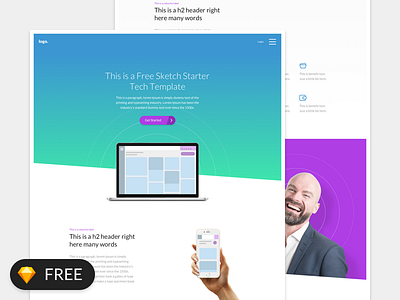 Free Sketch Starter Design Template - Tech brand color colour design free icons sketch tech ui ux web website