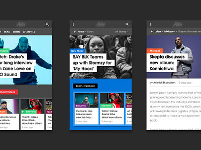 Music News Site - Mobile Design