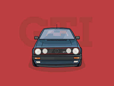 Dream Vehicles - No.1 - VW Golf Mk2 GTI brand car colour creative design designer golf gti iconography illustration logo