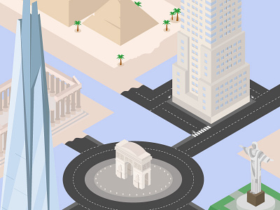 Personal Project - Isometric City WIP brand city design identity illustrate illustration isometric landmark world
