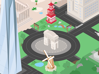 Isometric City - Update! :D brand city design identity illustrate illustration isometric landmark world