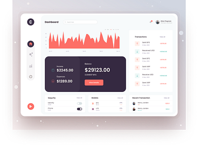 Crypto Dashboard UI Exploration balance transfer crypto exchange crypto wallet cryptocurrency finance financial website typography ui design uxdesign web app website design