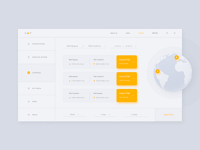O.A.V. Flights 🛩️ search for perfect tickets design earth figma flat flights free gray interface material design minimal new orange plane search top ui ux vector web website