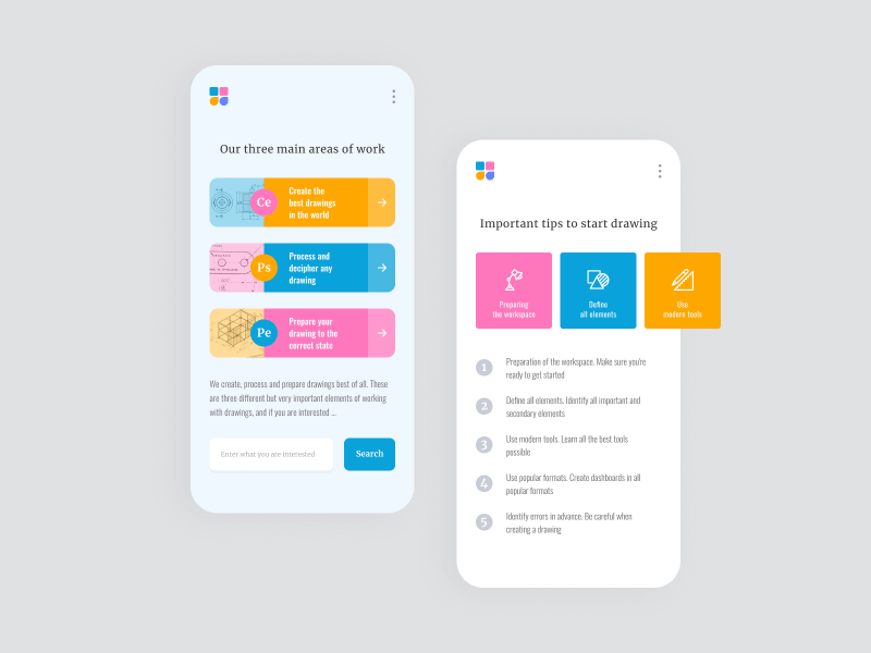 Landing page for the service site ✍ ( mobile version )