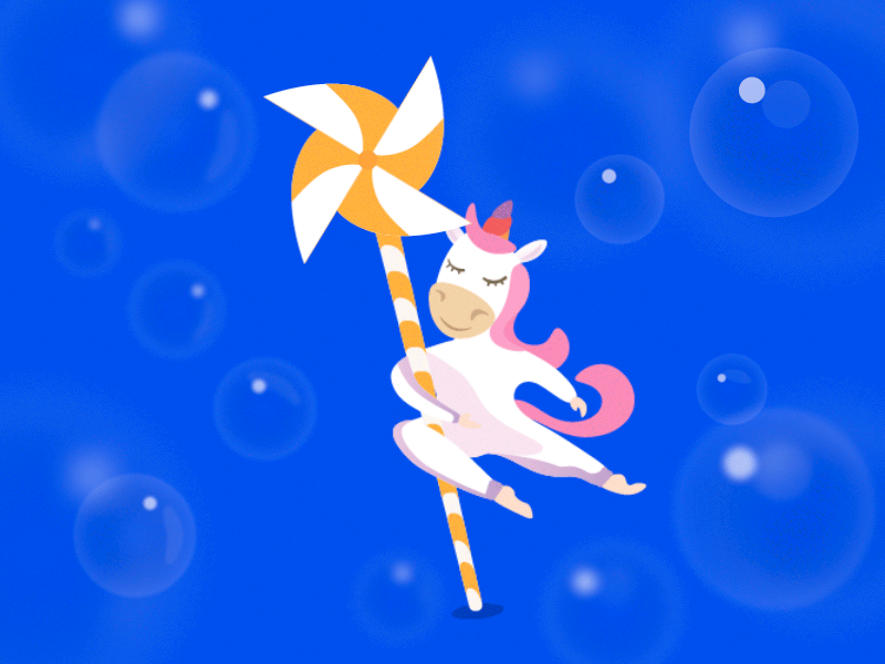 Unicorn Character for Pole Kids Dance School animation design flat illustration vector