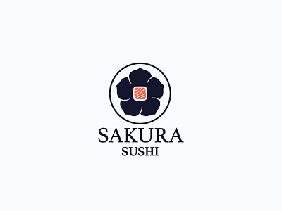 Side Logo - Sakura Sushi brand branding concept design food illustration logo logo a day logodesign logodesigns minimal restaurant serif serif font simple sushi symbol vector