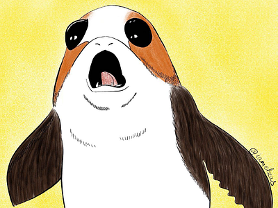 Porg from Star Wars art artist draw drawing illustration porg star wars