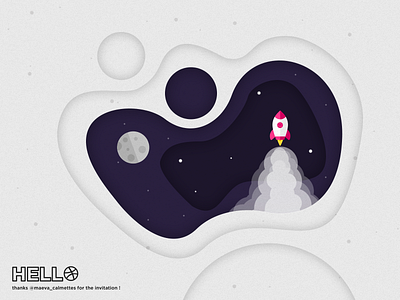 Hello World ! hellodribbble illustration rocket space