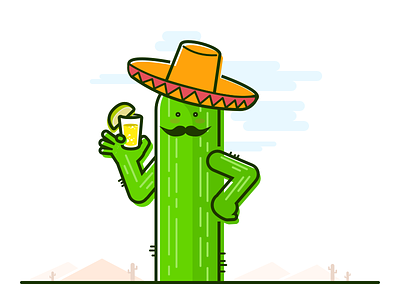 Mr. Cactus cactus character cheers illustration lime mexicanhat mustache tequila