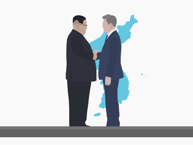 Historic handshake in Korea summit graphic illustration korea