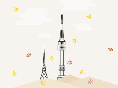 N seoul tower in autumn graphic illustration nseoultower seoul
