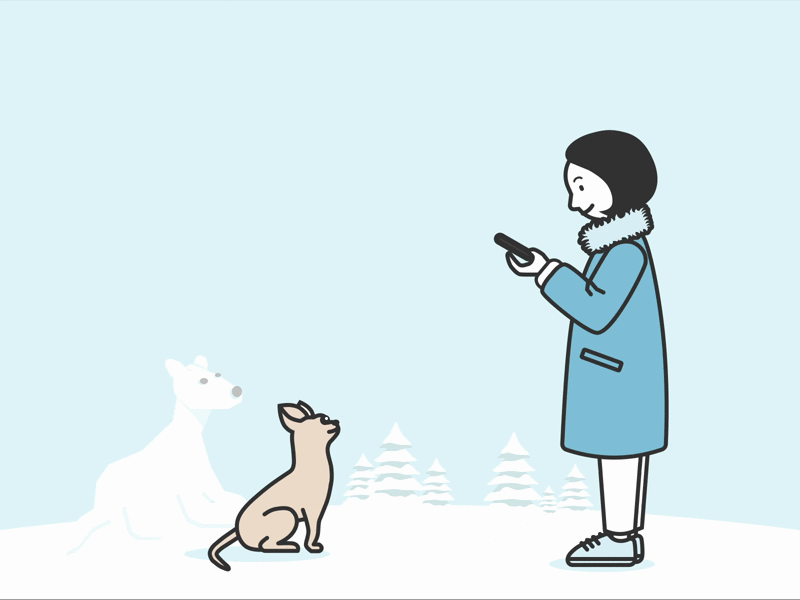 Winter with my dog character graphic illustration snowing vector winter