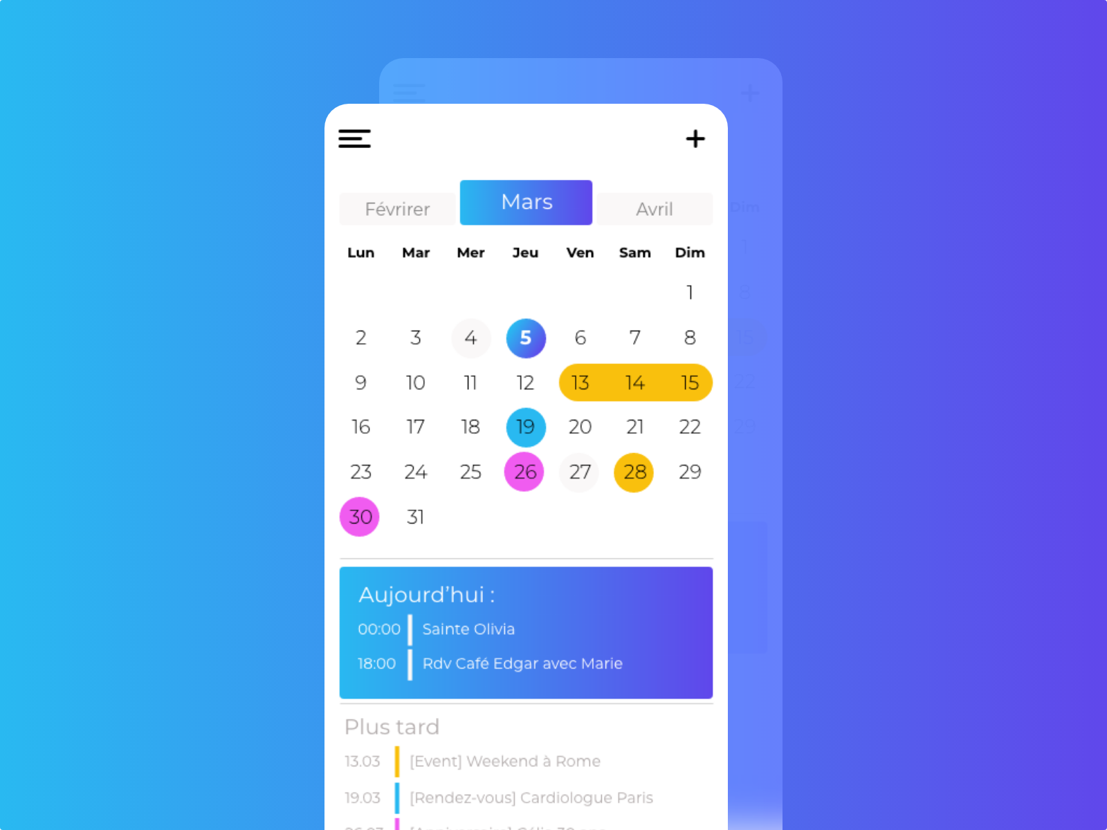 Calendar by Olivia Rovere on Dribbble