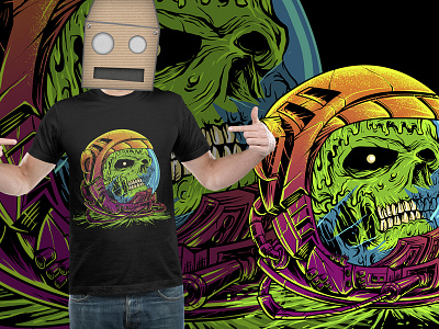 Zombiehunter3 artwork astronaut dark illustration skeleton tees tshirt zombie