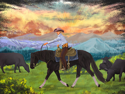 Horse Paint artwork cowboy cowgirl digital painting horse illustration landscape illustration paint