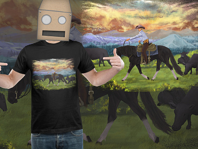 Horse Merch apparel design artwork cowgirl design digital painting horse illustration tees tshirt