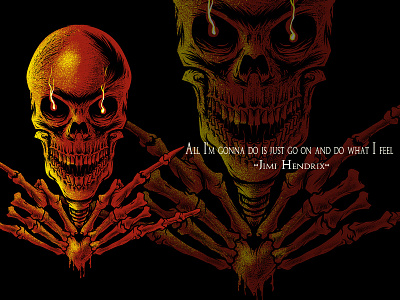 determenation artwork illustration quote skeleton skull