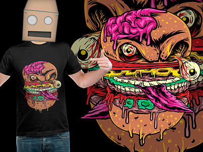 Zombie Burger apparel design artwork branding dark design hamburger illustration merch skeleton skull tees tshirt zombie