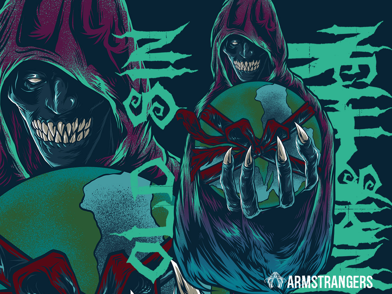 Old Sin, New Skin artwork cover artwork dark illustration merch metal metalcore musician skeleton skull zombie