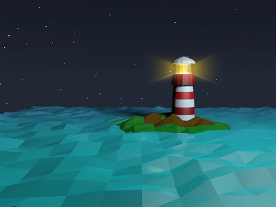 Lighthouse into the space cinema4d island light lighthouse lowpoly night render sea sky