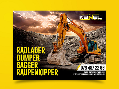 Erstelle Einen Coolen Werbebanner/ Create a cool banner ad bold construction machinery banner ad dark theme eye catchy photoshop strong