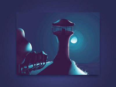 Abandoned Lighthouse background design graphic design illustration poster procreate