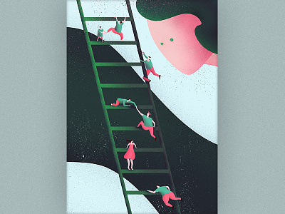 On ladder affinity designer green illustration ladder look man woman