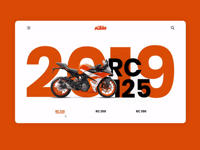 2019 Line Up for KTM Supersport Series Interaction animation branding design graphicdesign interaction ktm logo minimal typography ui ux web website