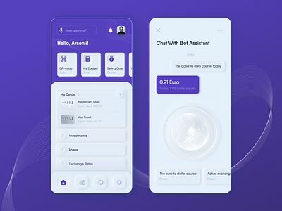 Banking App – Dashboard app banking dashboad design finance ios mobile neumorphic skeuomorphic ui ux voice assistant