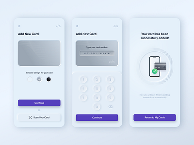 Banking App – Add New Card app banking card design credit card finance ios mobile neumorphic skeuomorphic ui ux