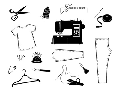 Tailor And Garment Industry Icon Set clothes clothing craft design designer dress dressmaker fabric garment icon illustration industry machine needle sewing tailor tailoring textile thread vector