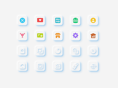 Neumorphism icons app design figma icons new pack set soft ui