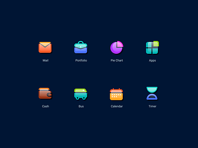 Glass icons - dark version