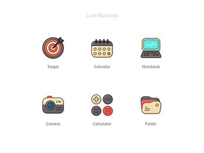 Cute Business business calculator calendar camera cute figma folder icons notebook pack set sketch targer