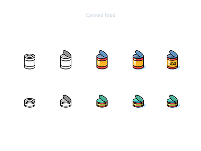 Canned food icons - process canned figmadesign fish food icon style vector