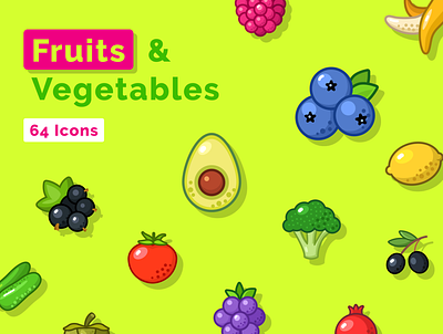 Great Fruits and Vegetables Icon Set adobexd berry download figma figmadesign food free freebie fruit icons iconset sketch vector vegetable