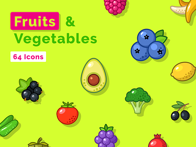 Great Fruits and Vegetables Icon Set