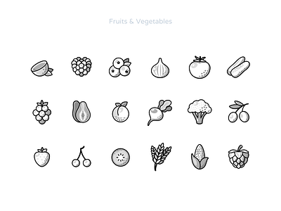 Fruits & Vegetables b&w version