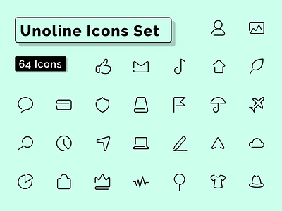 Unoline Icons Set - Complete demo figma figmadesign free freebie line one outline pictogram sketch stroke symbol vector