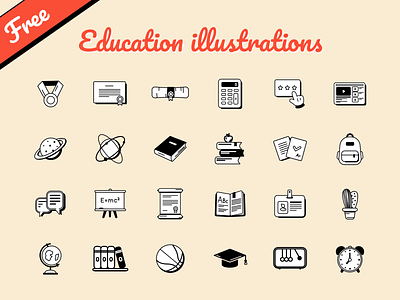 Free Education illustrations academy app course education figma figmadesign free freebie freebies icons illustration language learning pack school sketch student vector