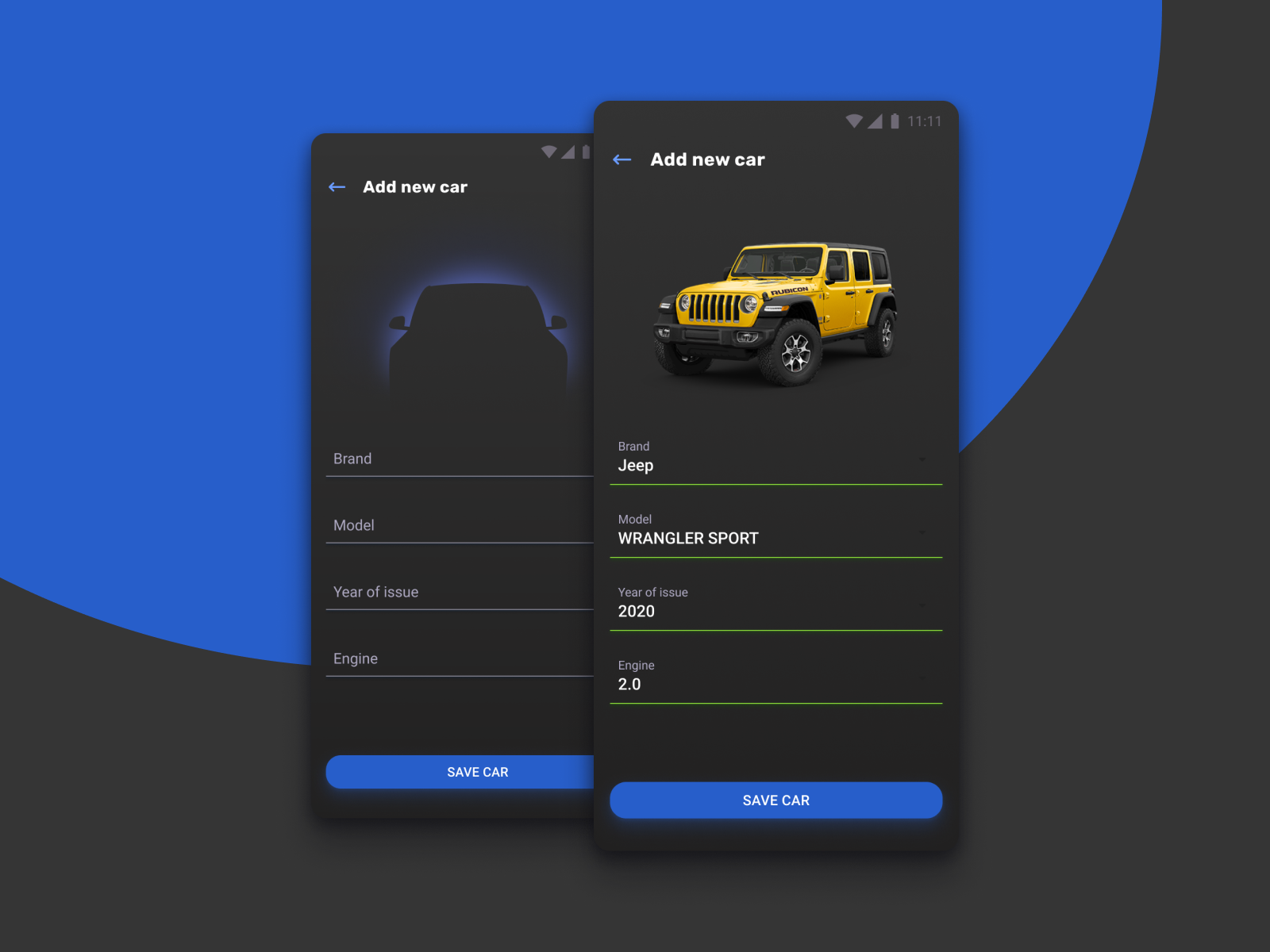 Add car in app (Dark mode) by Rengised on Dribbble