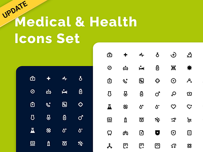 Medical & Health Icons Set - updated! doctor figma fitness green health heartbeat heathcare hospital icondesign iconography icons life medical medical app pharmacy sport virus