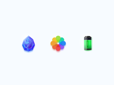 Skeuomorphic icons ac app battery crystal figma flower galery gem geometric icon icons pictures power sketch ui vector